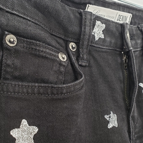 LOVERS + Friends women US 27 black jeans silver star Ricky Revolve skinny zipper - Picture 5 of 13